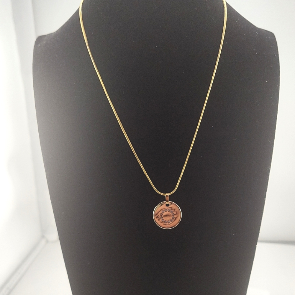 Coach Personalized Necklace Letter O 18 K Gold Necklace Authentic